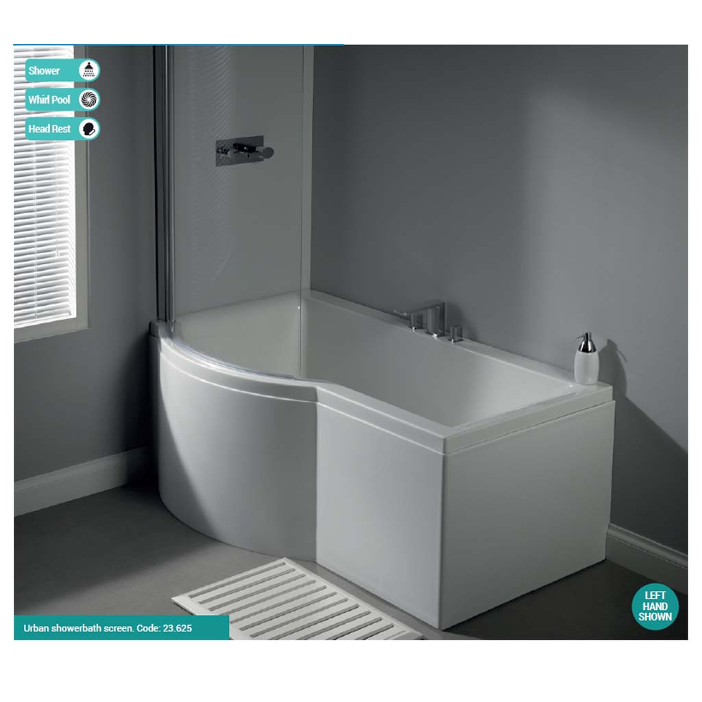 Carron Clearance:  Urban Showerbath RH 1500 x 750/900mm 5mm White