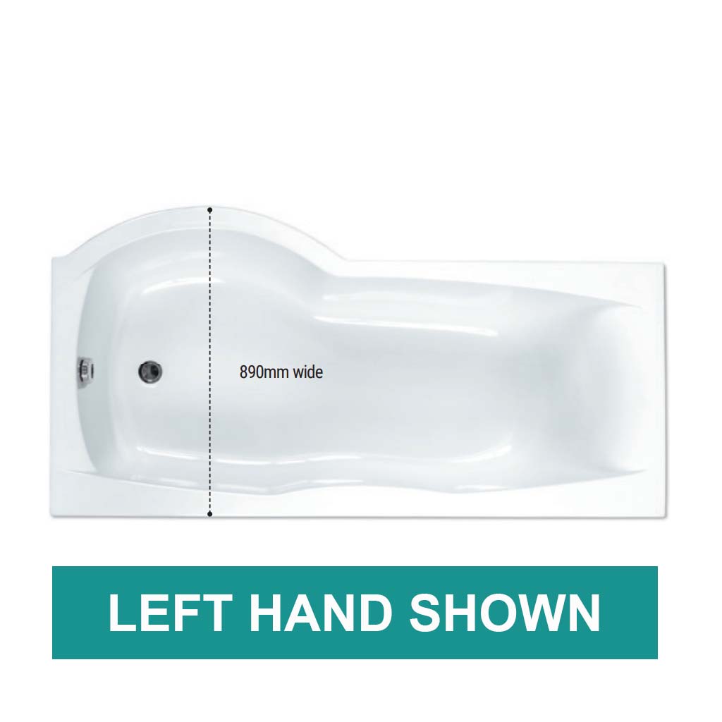 Carron Clearance:  Sigma offset Showerbath 1800 RH Carronite White