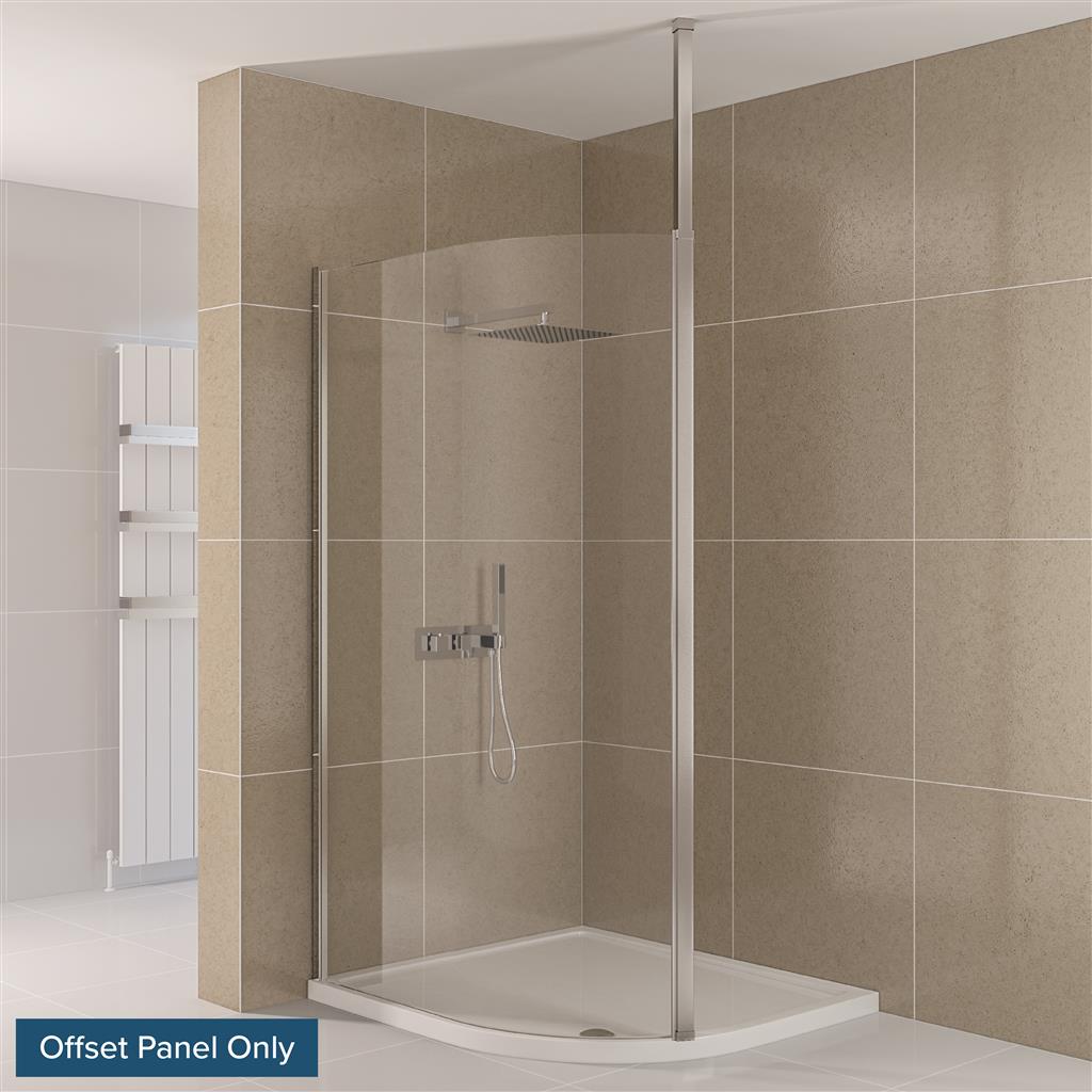 Valliant 8mm 1850mm x 1300mm Square Pole Walk-In Offset Shower Panel - Chrome