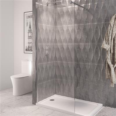 Vantage 2000 8mm Easy Clean 2000mm x 1100mm Walk-In Shower Panel - Chrome