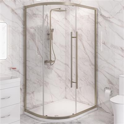 Vantage 2000 6mm Easy Clean 1100x760mm Offset Quadrant Shower Enclosure - Brushed Brass