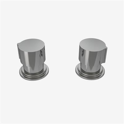 (Pair) Deck Mounted Round Side Valve Handles for Bath Filler Taps - Chrome