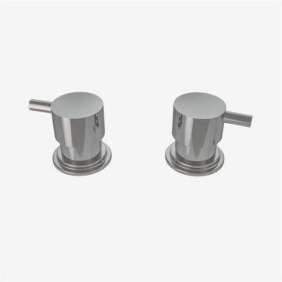 (Pair) Deck Mounted Round Lever Side Valve Handles for Bath Filler Taps - Chrome