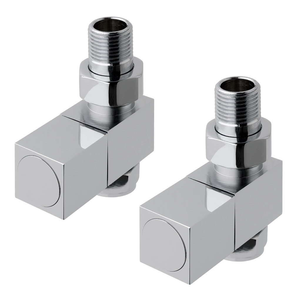 Straight square radiator valve (pair) Chrome