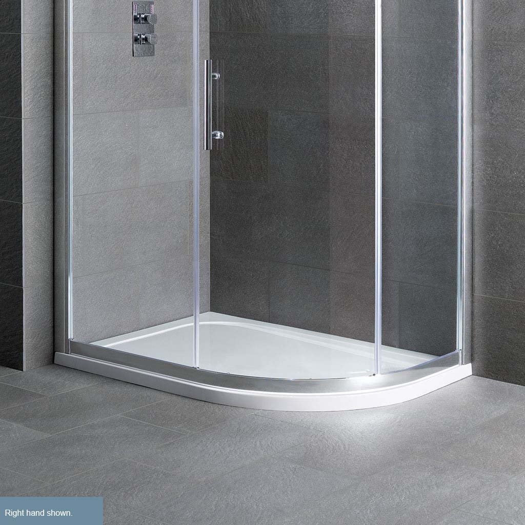 Volente Plan D Right Hand (RH) ABS 1100mm x 700mm Offset Quadrant Stone Resin Shower Tray - White