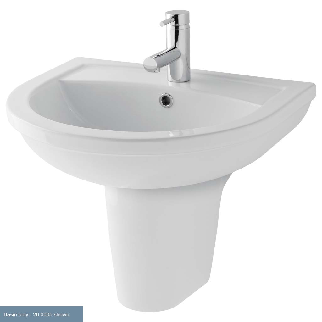 Dura 45cm x 36cm 2 Tap Hole Ceramic Cloakroom Basin with Overflow & Fixings - White