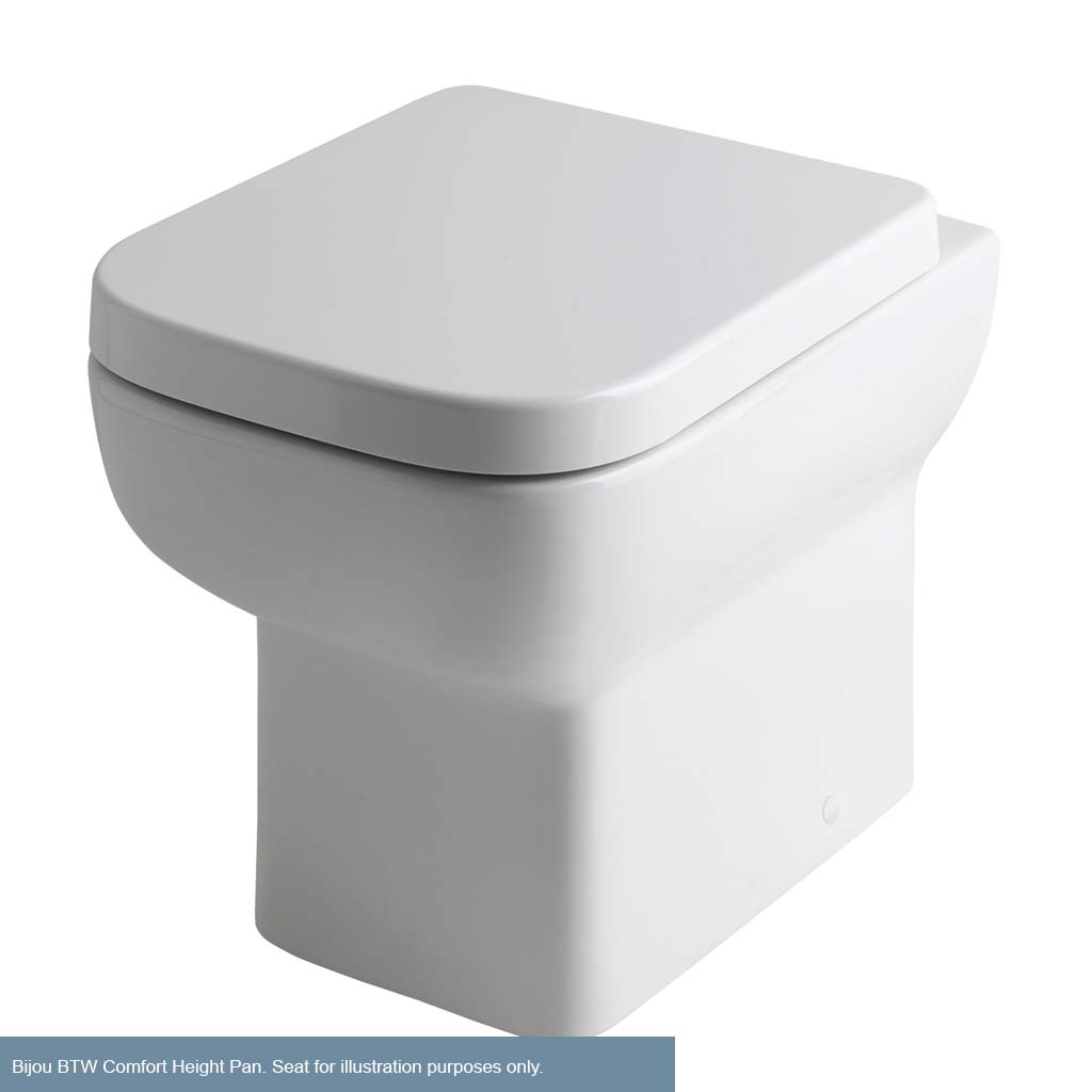 Bijou Comfort Height Back To Wall WC Pan with Fixings - White