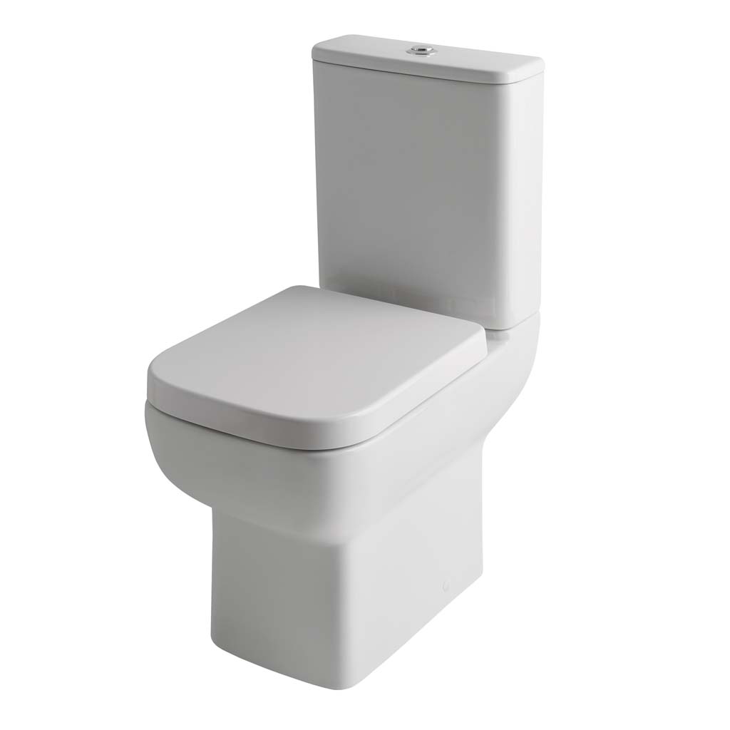 Bijou Comfort Height Close Coupled Rimless WC Pan with Fixings - White