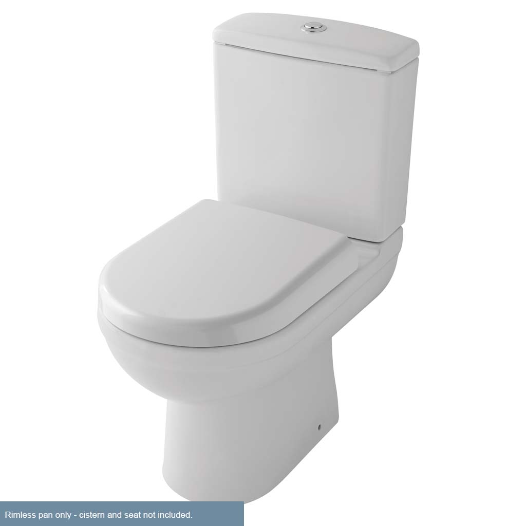 Dura Close Coupled Rimless WC Pan with Fixings - White