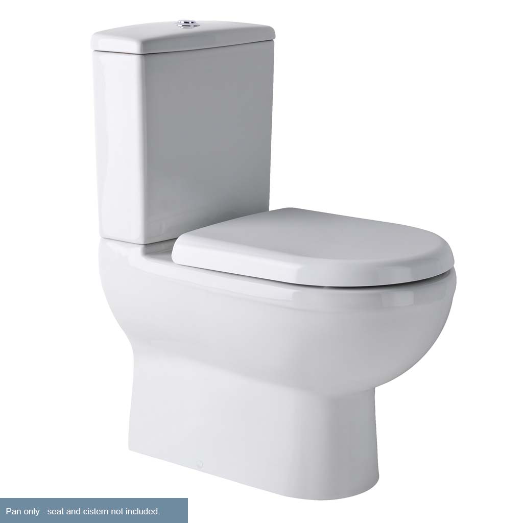 Dura Comfort Height Close Coupled Back To Wall Rimless WC Pan with Fixings - White