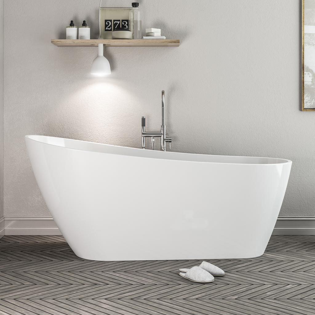 Wickham 1525 x 740 x 740mm (590mm Depth) Freestanding Bath inc Waste - White