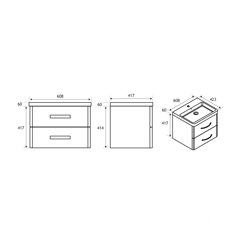 Cavone 60 wall hung drawer unit 
