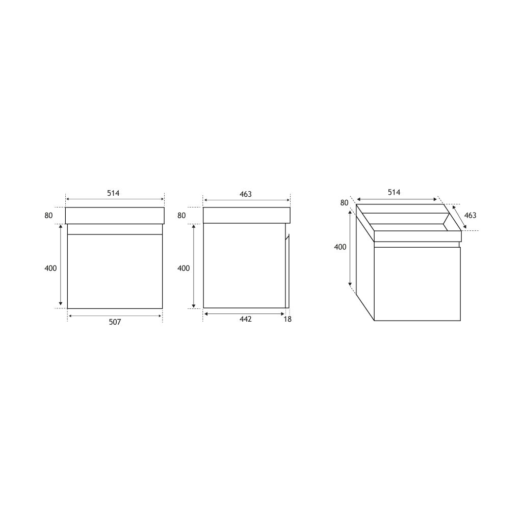 Gravina 50 Single drawer Wall Hung Unit  High gloss Grey