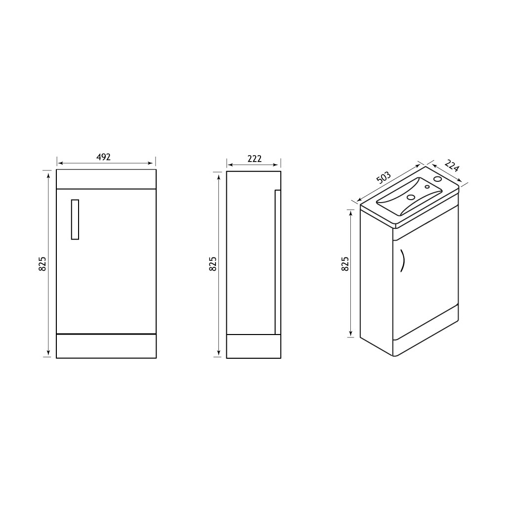 Cavone 50cm Single Door base unit
