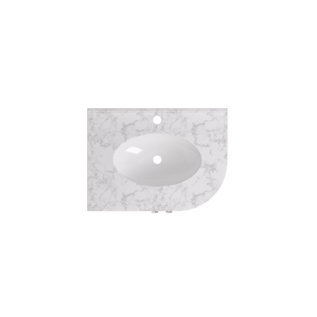 Hardwick 60cm x 44cm Left Hand (LH) 1 Tap Hole Quartz Corner Basin - White