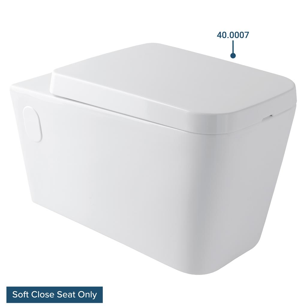  Curved Rectangular Soft Close Toilet Seat - White