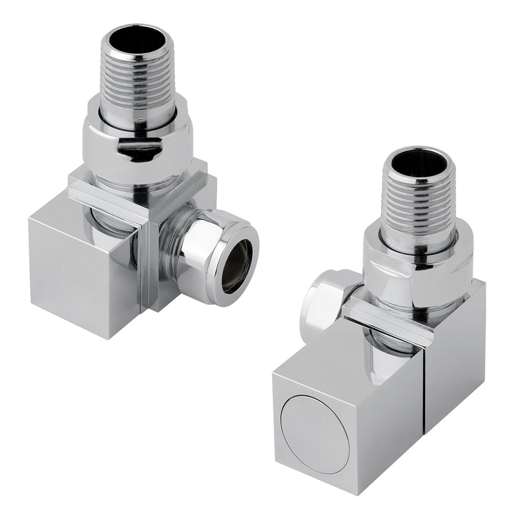 Square corner rad valves (pair) Chrome