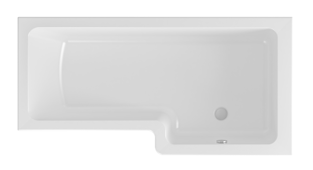 Portland 1500 x 850 x 440mm Right Hand (RH) L-Shaped 5mm Shower Bath - White