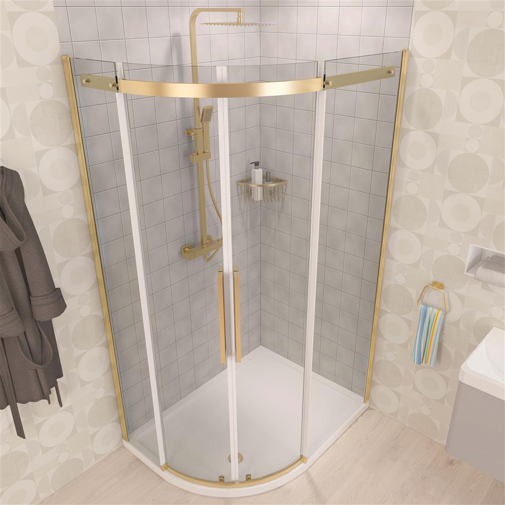 Corniche 2000 900x800mm Right Hand Offset Quadrant Shower Enclosure - Brushed Brass