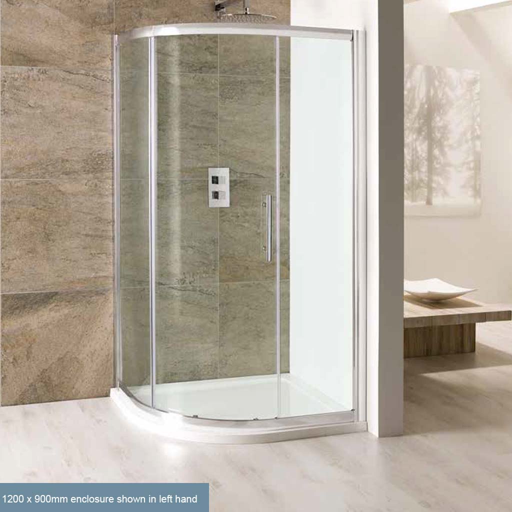 Volente 6mm Easy Clean 1000x760mm Single Door Offset Quadrant Shower Enclosure - Chrome