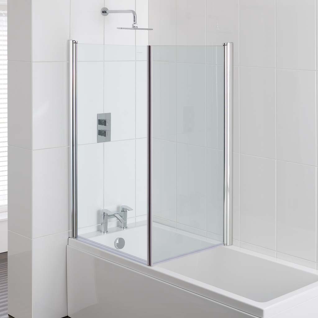 Type 1 6mm 1400mm Height Across Bath Screen for 700mm Wide Baths - Chrome