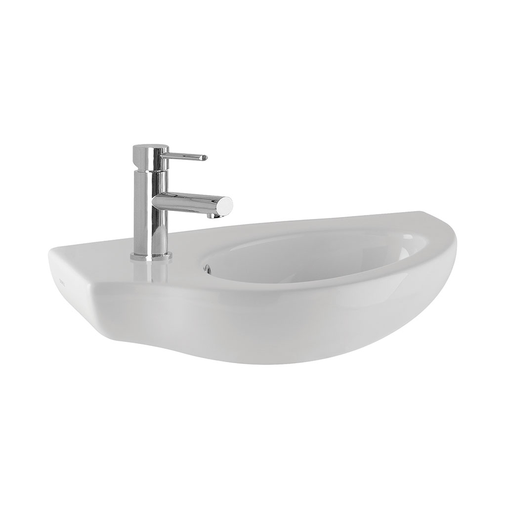 Lisbon II 57cm x 32cm Left Hand (LH) 1 Tap Hole Cloakroom Basin with Overflow - White
