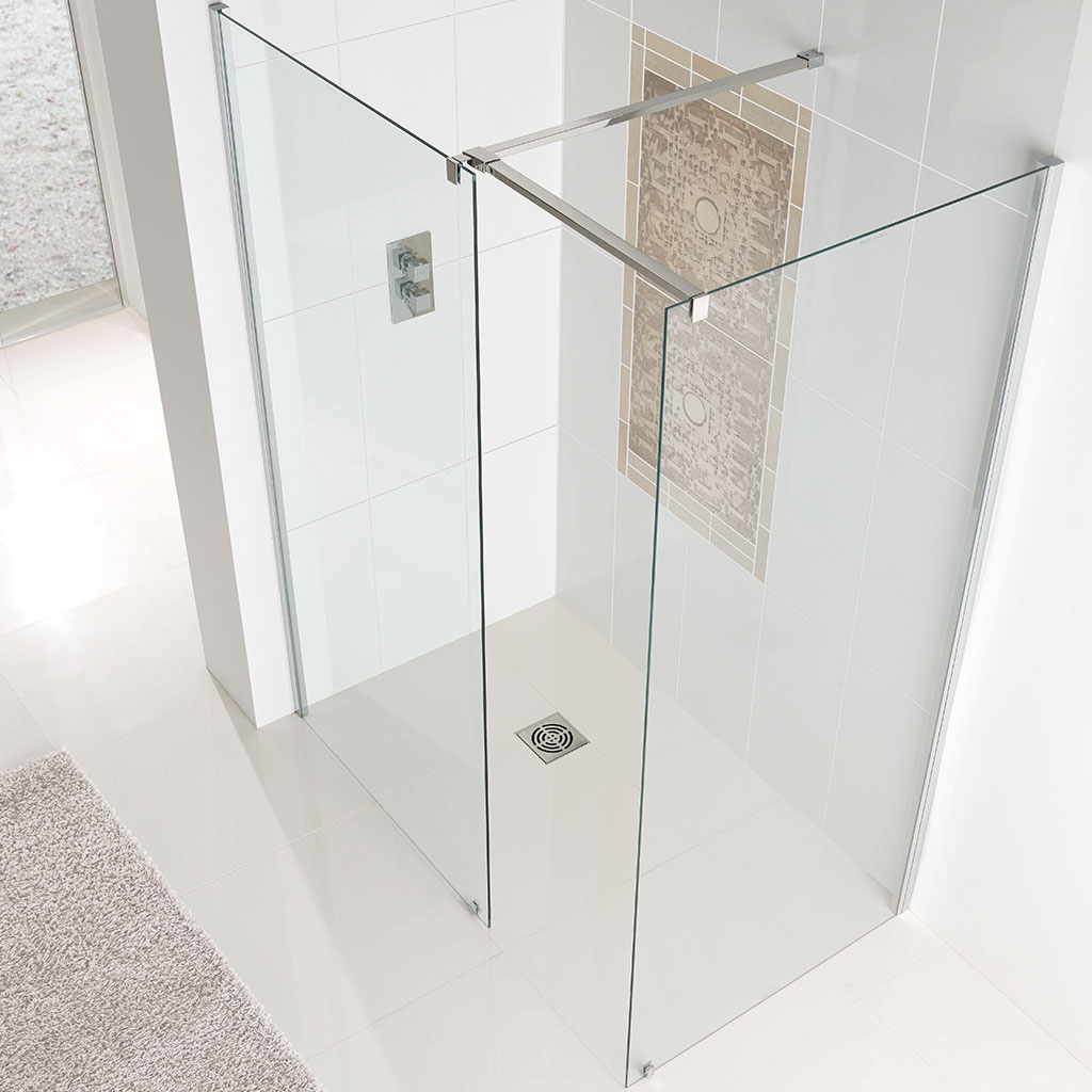 Corniche 8mm Easy Clean 1950mm x 850mm Walk-In Front Shower Panel for 1400 Tray - Chrome