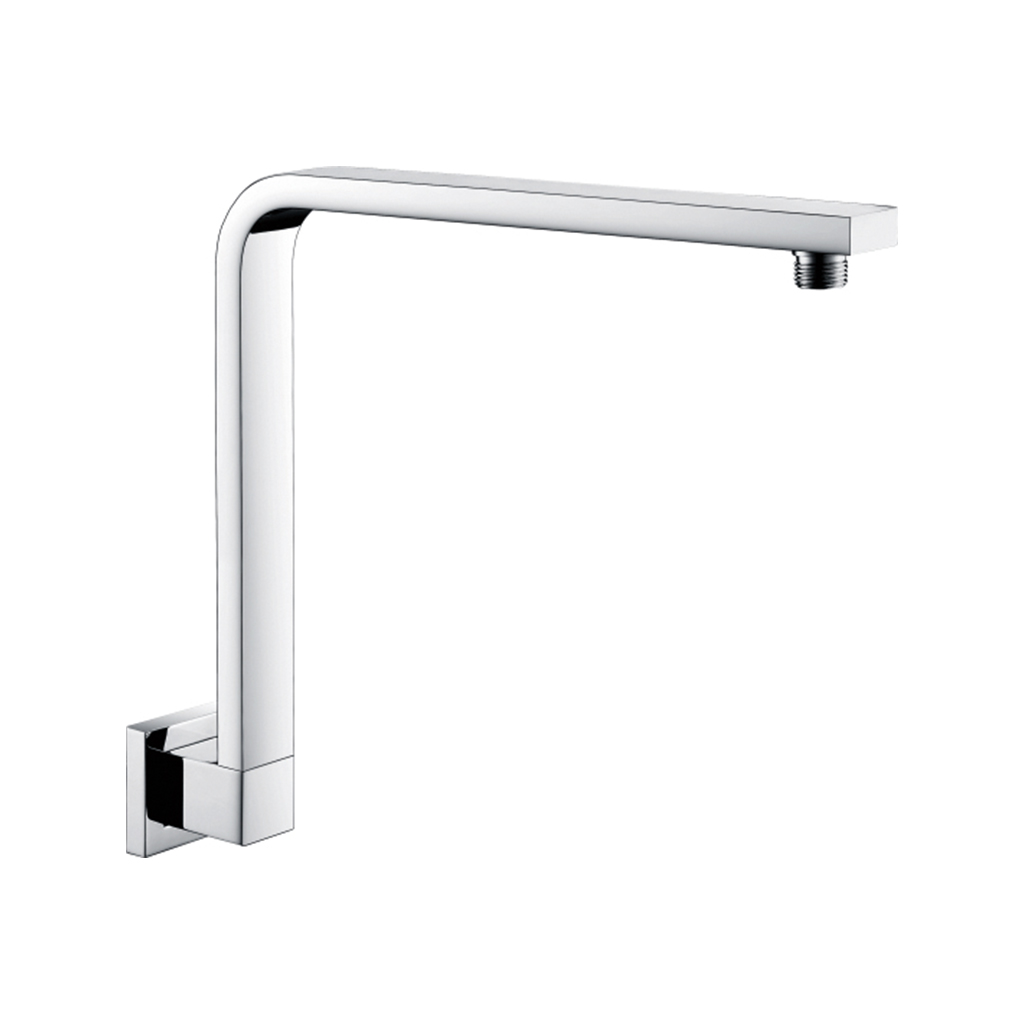 370mm Wall Mounted Square L Shaped Shower Arm - Chrome