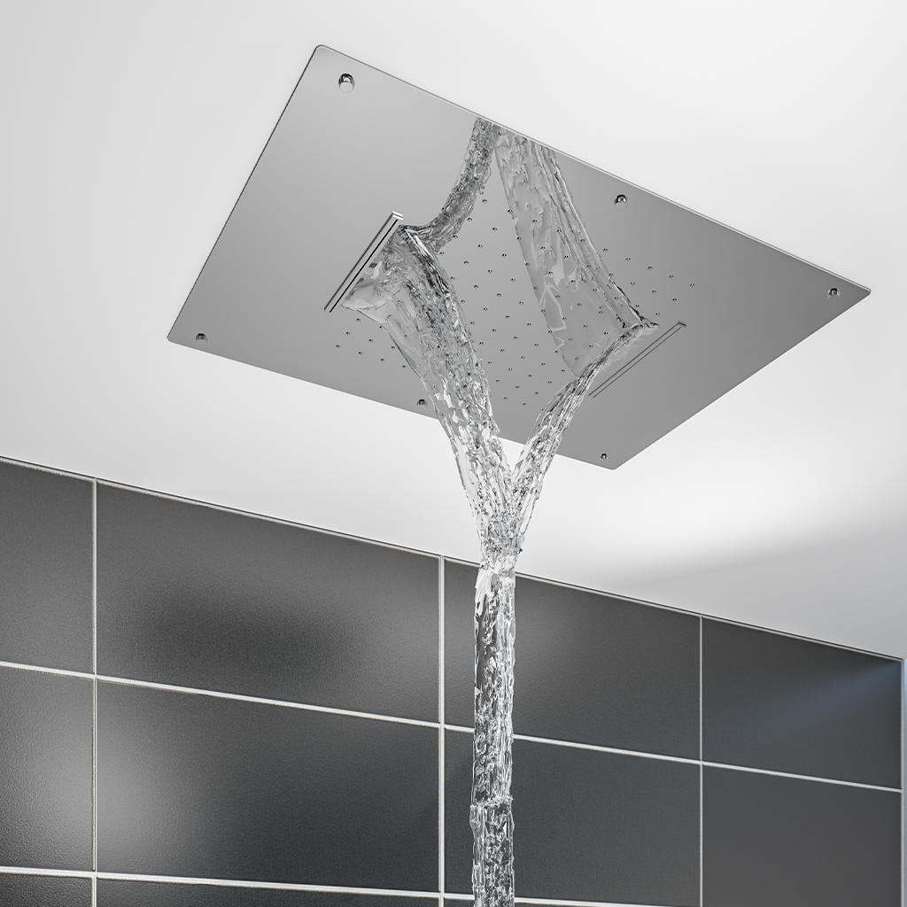 Waterfall Shower Ceiling Mounted - Double