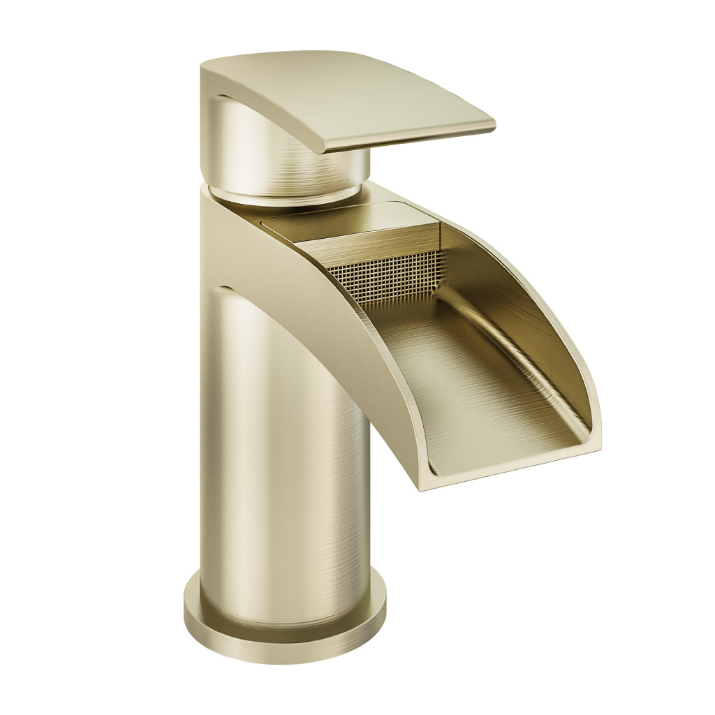 Aston PVD Coated Basin Mono Tap with Waste Brushed Brass