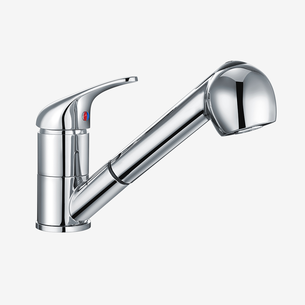 Kitchen Basin Mixer Mono Tap with Pull Out Rinser - Chrome