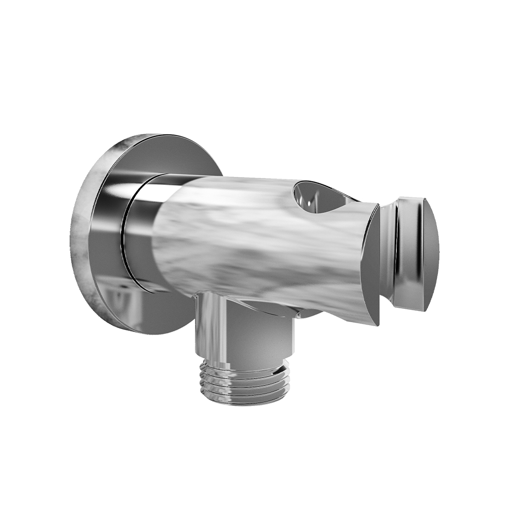 Round Outlet Elbow with Shower Holder Chrome