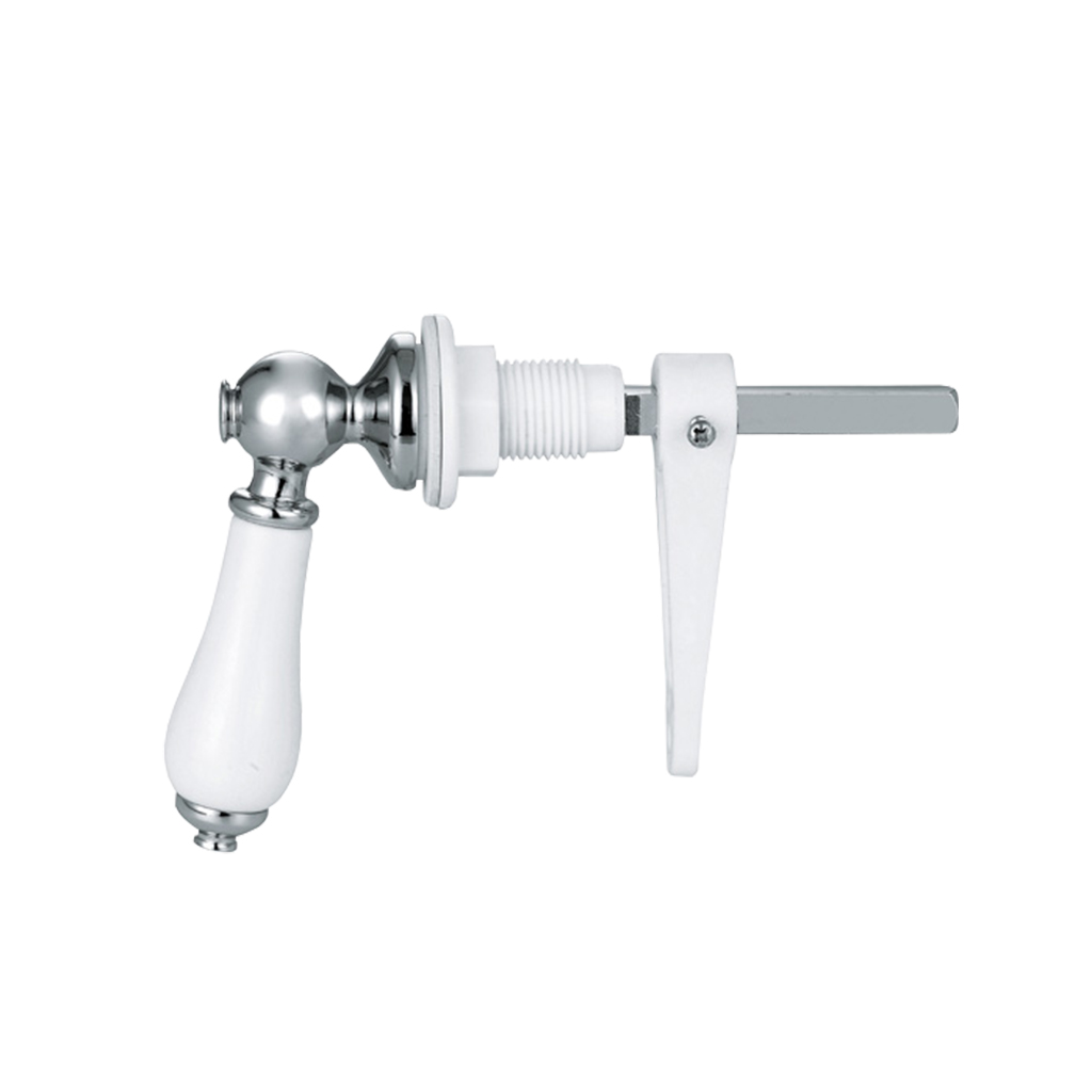 WC Lever with Ceramic Handle - Chrome & White