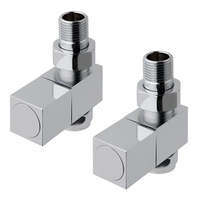 Straight square radiator valve (pair) Chrome
