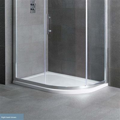 Volente Plan D Left Hand (RH) ABS 900mm x 800mm Offset Quadrant Stone Resin Shower Tray - White