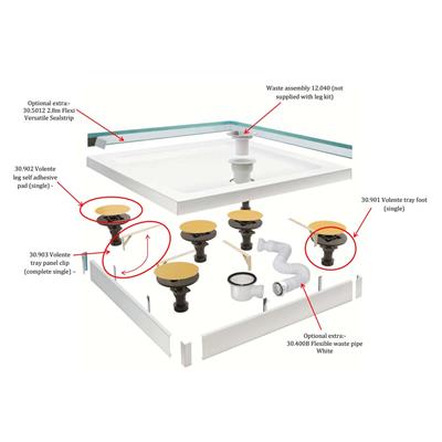 Volente Legs & Panel Kit for 58.007 Shower Enclosure  - White