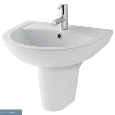 Dura 55cm x 46cm 1 Tap Hole Ceramic Basin with Overflow & Fixings - White