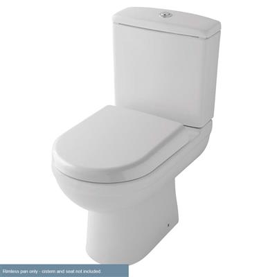Dura Comfort Height Close Coupled Rimless WC Pan with Fixings - White