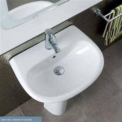 Kompact 56cm x 46cm 1 Tap Hole Basin with Overflow - White