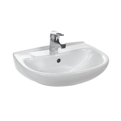 Kompact 45cm x 35cm 1 Tap Hole Cloakroom Basin with Overflow - White