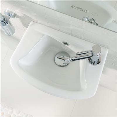 Type 55 51cm x 24cm 2 Tap Hole Cloakroom Basin with Overflow - White