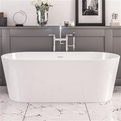 Lambeth Freestanding bath 1590x740x560mm inc waste Gloss White