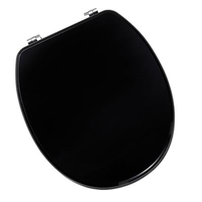 Sherwood Soft Close Toilet Seat with Chrome Hinges - High Gloss Black