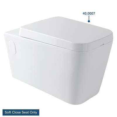  Curved Rectangular Soft Close Toilet Seat - White