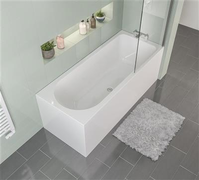 Biscay 1800 x 800 x 440mm Right Hand (RH) Straight 5mm Shower Bath - White