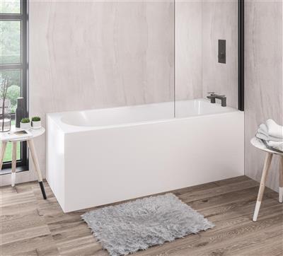 Biscay 1800 x 800 x 440mm Right Hand (RH) Straight Beauforte Shower Bath - White