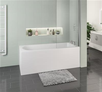 Biscay 1700 x 750 x 440mm Right Hand (RH) Straight Beauforte Shower Bath - White