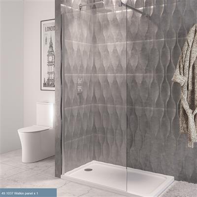 Vantage 2000 8mm Easy Clean 2000mm x 1400mm Walk-In Shower Panel - Chrome