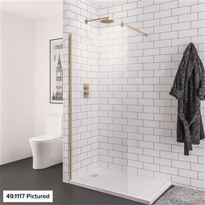 Vantage 2000 8mm Easy Clean 2000mm x 1200mm Walk-In Shower Panel - Brushed Brass