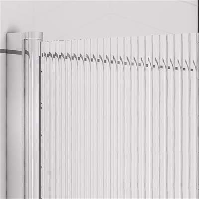 5mm Straight bath screen in fluted glass  L-H Chrome